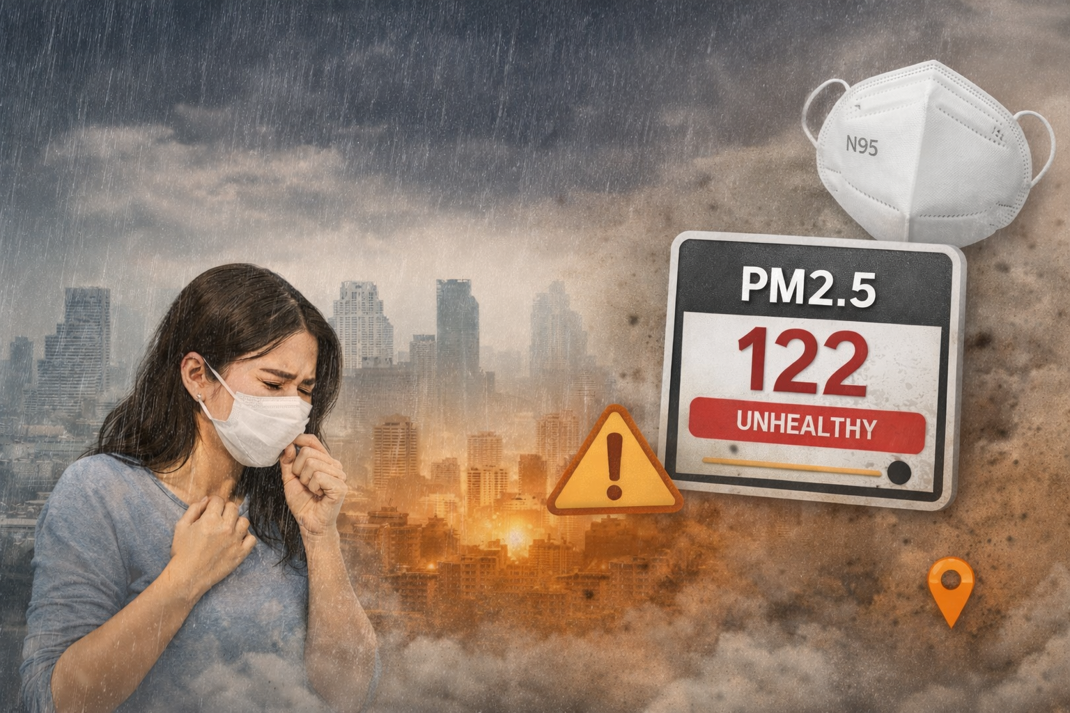 ค่าฝุ่น PM2.5 กรุงเทพฯ ดีขึ้นบางส่วน เพราะมีฝนช่วย แต่ยังมีบางเขต “สีส้ม” เริ่มกระทบสุขภาพ